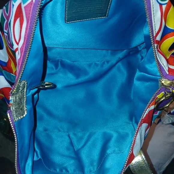 Coach Poppy Multicolor Tote with Gold Straps - Picture 10 of 11